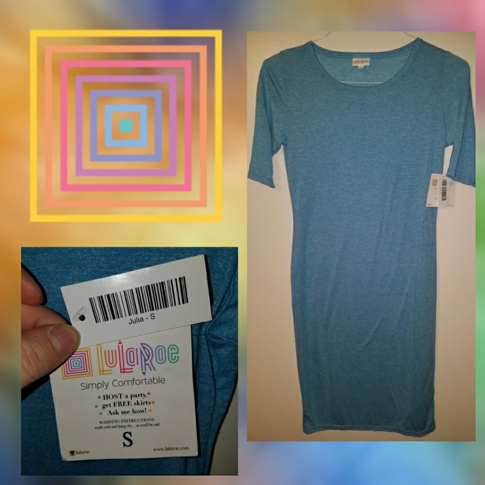 LuLaRoe Blue Julia Dress Size Small NWOT.